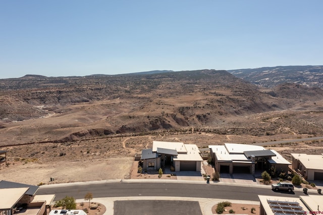 drone / aerial view with a mountain view