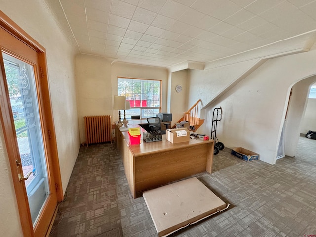 office featuring radiator heating unit