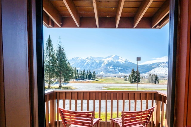 balcony with a mountain view