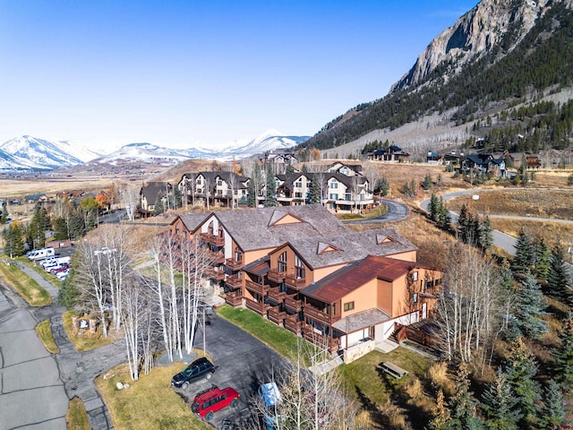 aerial view with a mountain view