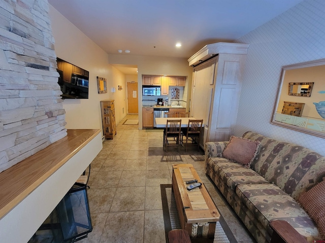 view of tiled living room