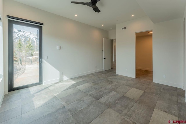 77 Coyote Ridge Rd, Crested Butte, CO 81224 - interior space featuring recessed lighting, ceiling fan, visible vents, and baseboards