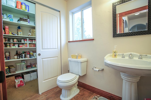 bathroom featuring toilet and hardwood / wood-style floors