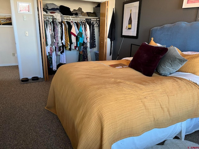 carpeted bedroom with a closet