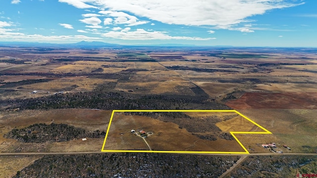 birds eye view of property featuring a mountain view