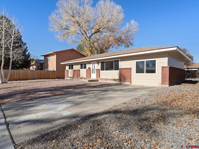 view of single story home