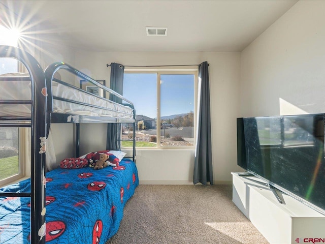 bedroom featuring carpet flooring and multiple windows