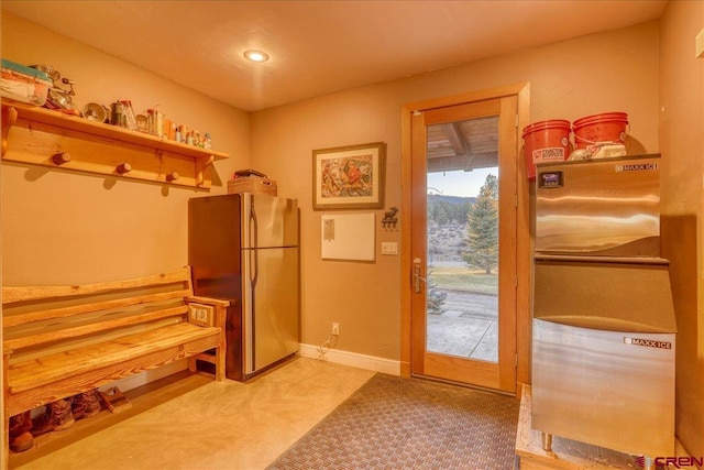 mudroom with carpet flooring