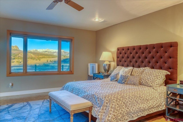 bedroom featuring ceiling fan