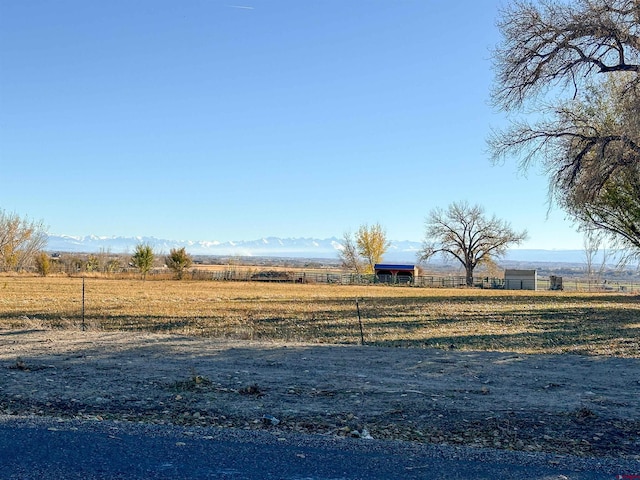 view of yard with a mountain view and a rural view