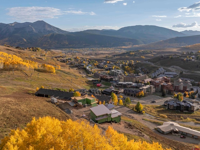 aerial view featuring a mountain view