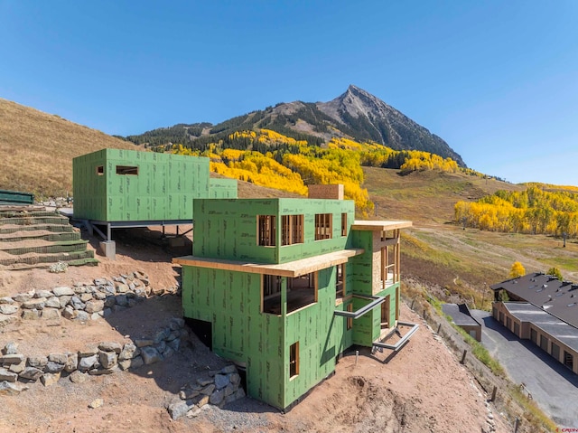 view of outdoor structure featuring a mountain view