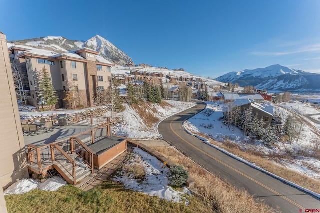 view of community with a mountain view