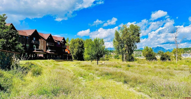 view of yard featuring a mountain view