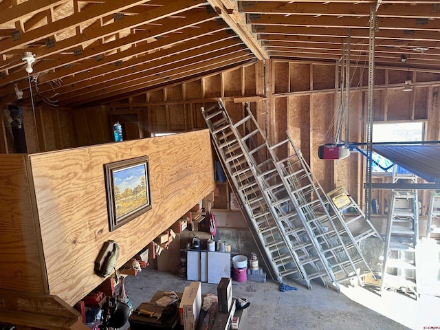 misc room with vaulted ceiling