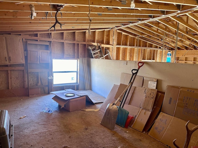 miscellaneous room featuring vaulted ceiling