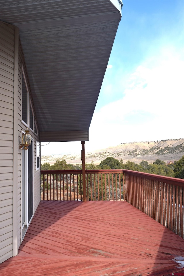 deck featuring a mountain view