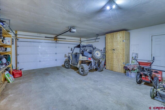 garage with a garage door opener