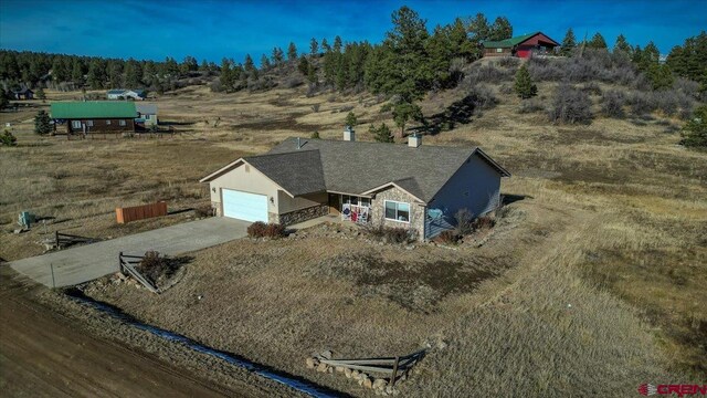 aerial view with a rural view