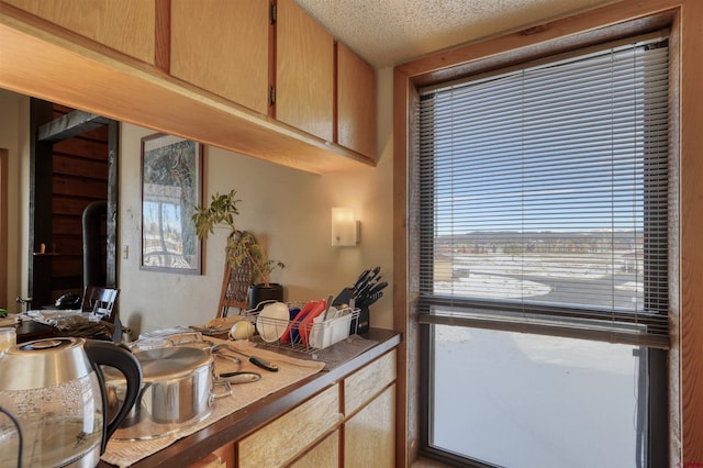 kitchen with a textured ceiling