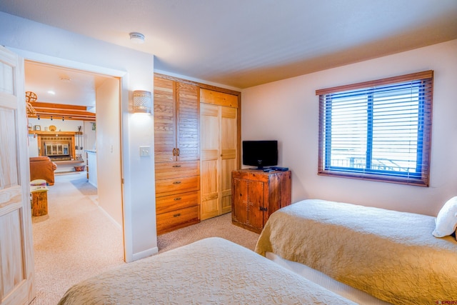 carpeted bedroom featuring a closet