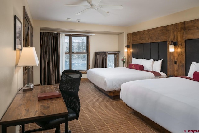 bedroom featuring ceiling fan