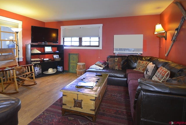 living room with hardwood / wood-style floors