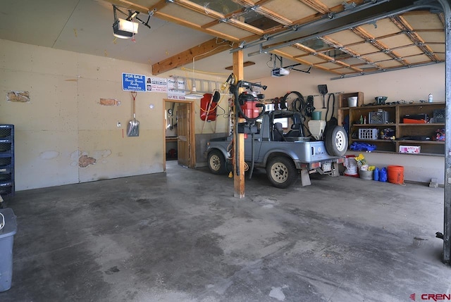 garage with a garage door opener