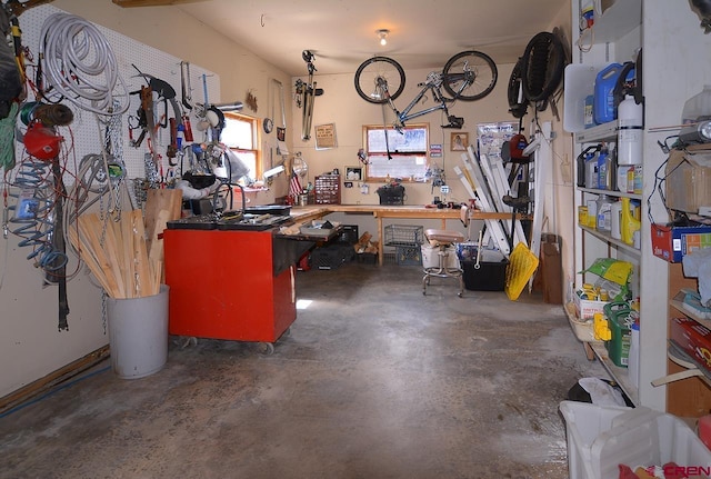 interior space with a workshop area