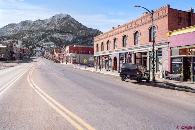 view of street with a mountain view