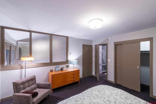 carpeted bedroom featuring a closet