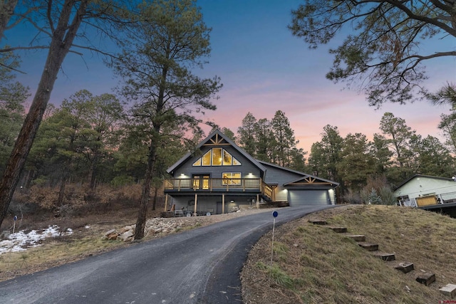 view of front of property with a garage