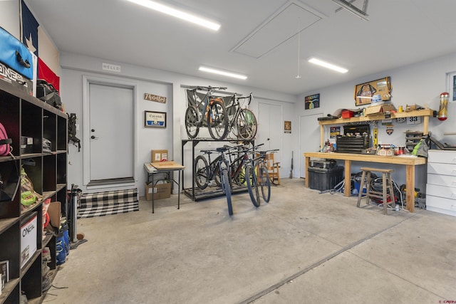 garage featuring a workshop area