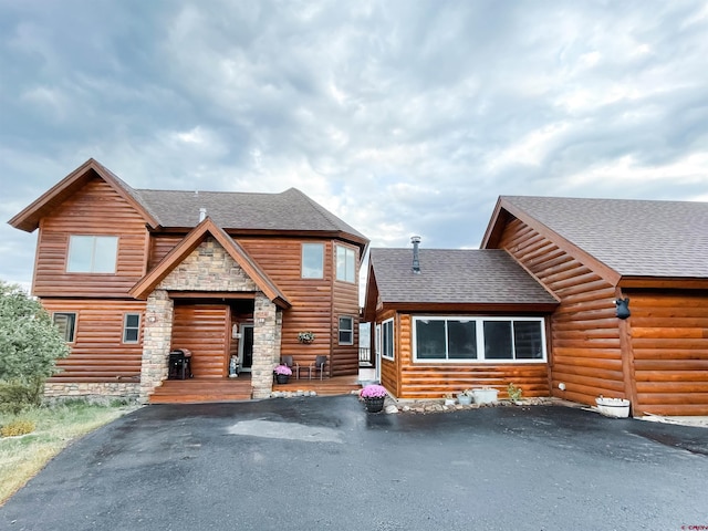 view of log home