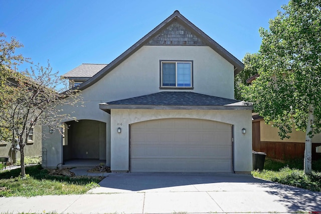 view of front of home with a garage