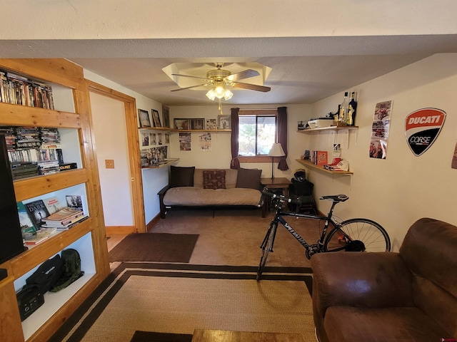 living room with ceiling fan