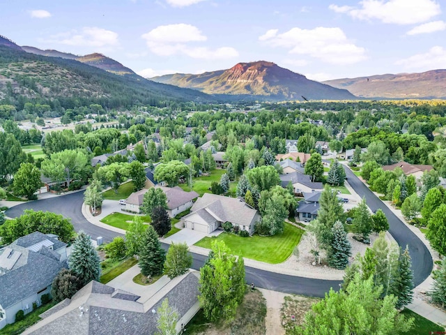 aerial view with a mountain view