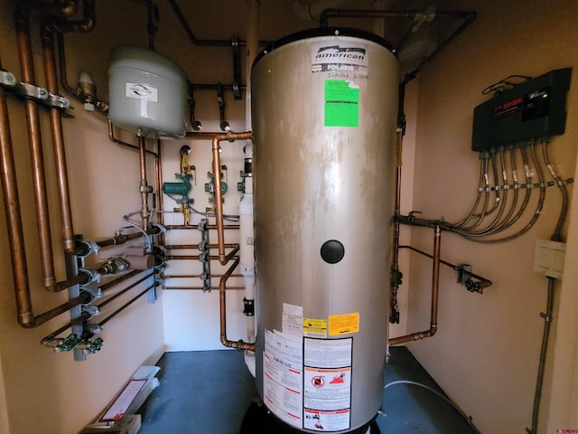 utility room featuring gas water heater