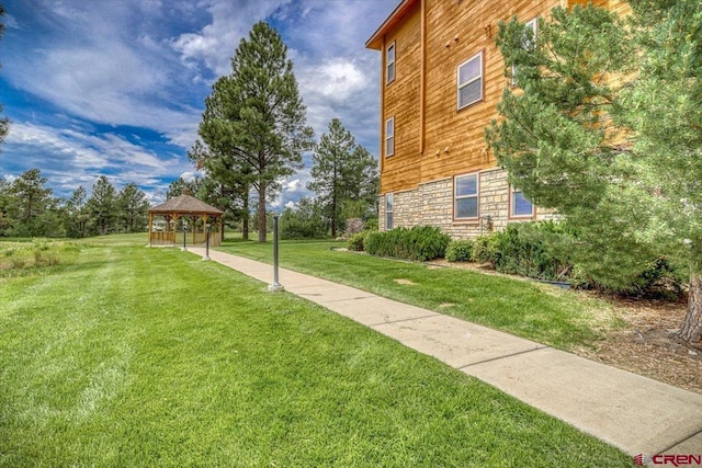 view of yard with a gazebo