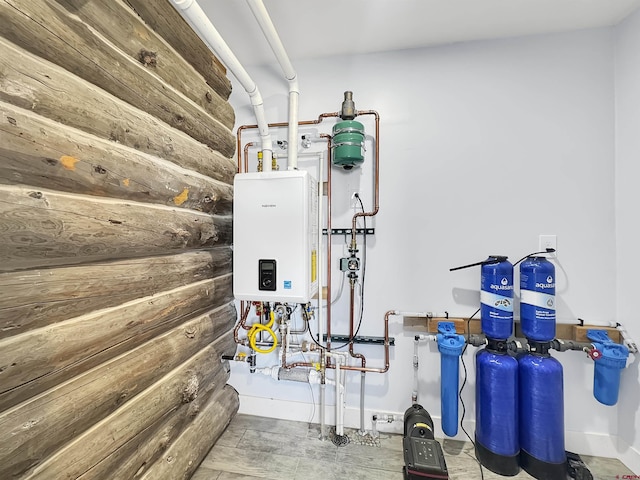 utility room with water heater