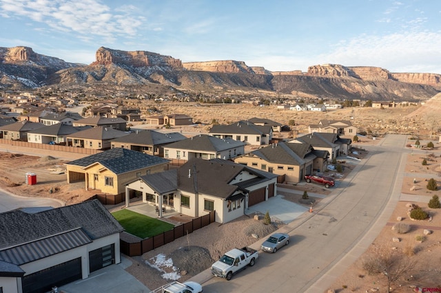 drone / aerial view with a mountain view