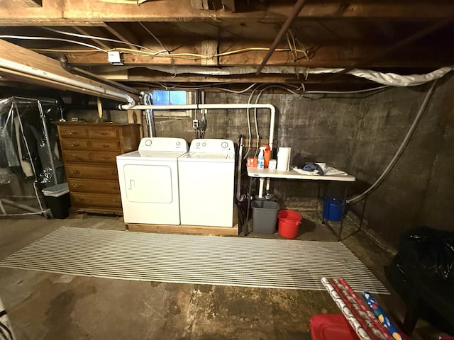 basement with separate washer and dryer