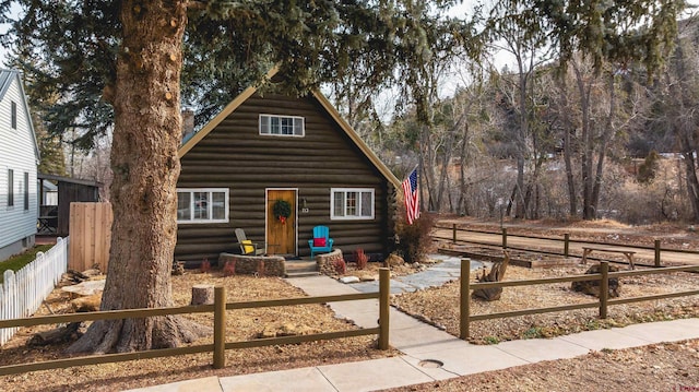 view of log home