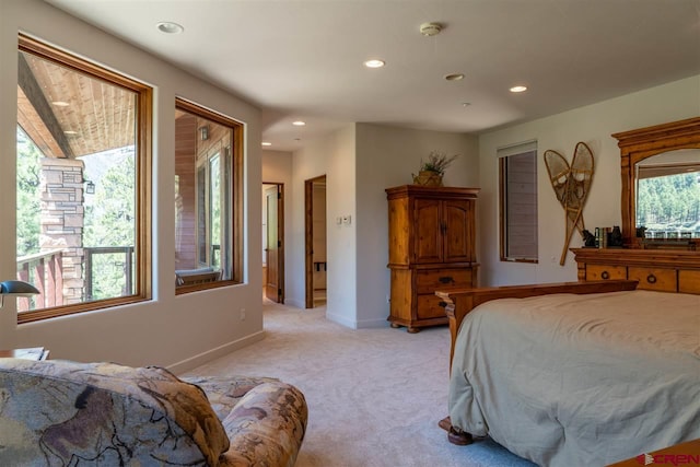 carpeted bedroom with multiple windows