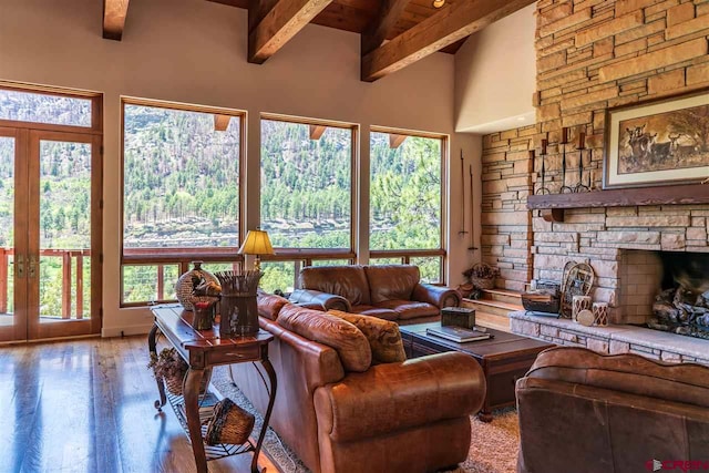 living room featuring plenty of natural light and wood-type flooring