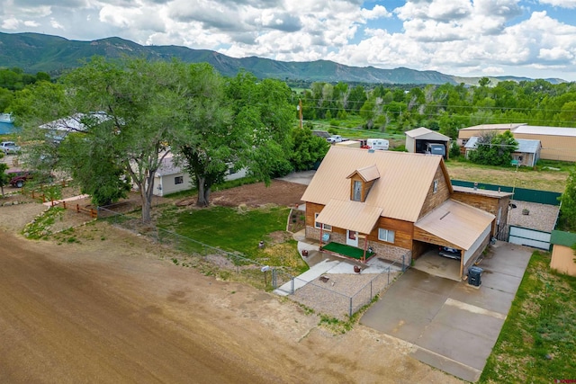 bird's eye view with a mountain view