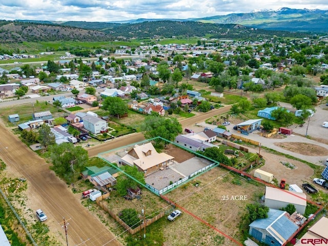 aerial view with a mountain view