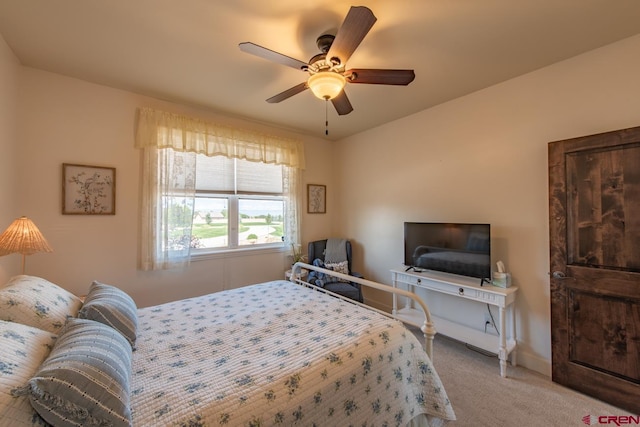 bedroom with carpet and ceiling fan