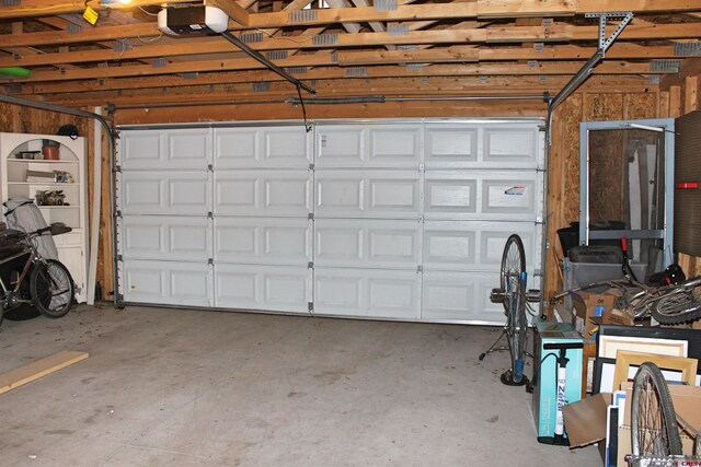 garage with a garage door opener