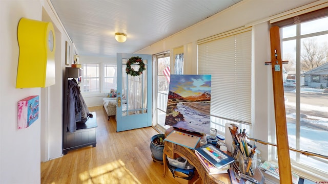 interior space with a healthy amount of sunlight and light hardwood / wood-style floors